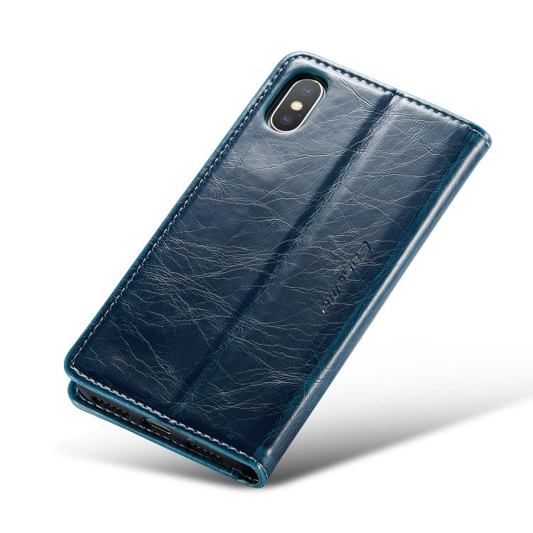 For iPhone XS CaseMe 003 Crazy Horse Texture Leather Phone Case(Blue) - More iPhone Cases by CaseMe | Online Shopping UK | buy2fix