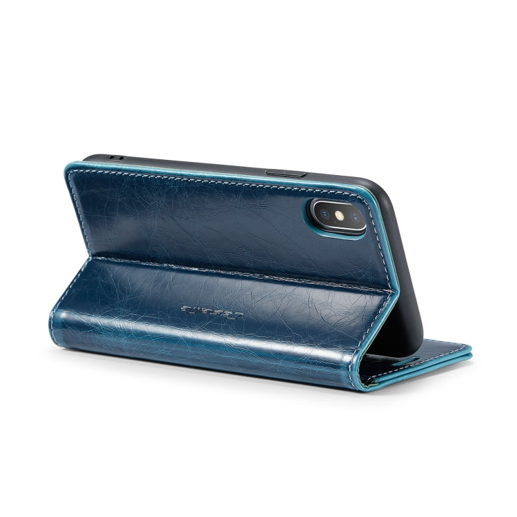 For iPhone XS CaseMe 003 Crazy Horse Texture Leather Phone Case(Blue) - More iPhone Cases by CaseMe | Online Shopping UK | buy2fix