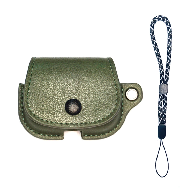 For AirPods 1 / 2 Backpack Style PU Leather Earphone Protective Case with Lanyard(Army Green) - For AirPods 1/2 by buy2fix | Online Shopping UK | buy2fix