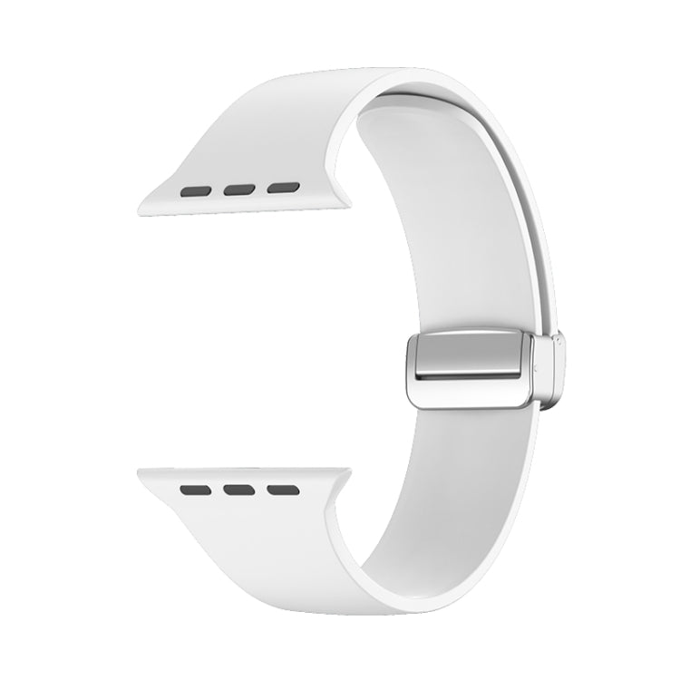 Folding Buckle Silicone Watch Band For Apple Watch Series 9&8&7 41mm / SE 3&SE 2&6&SE&5&4 40mm / 3&2&1 38mm(White) - Watch Bands by buy2fix | Online Shopping UK | buy2fix