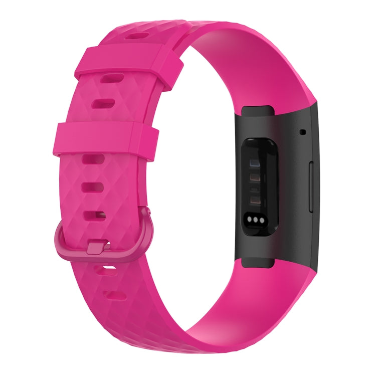 Color Buckle TPU Wrist Strap Watch Band for Fitbit Charge 4 / Charge 3 / Charge 3 SE, Size: L(Rose Red) - Watch Bands by buy2fix | Online Shopping UK | buy2fix