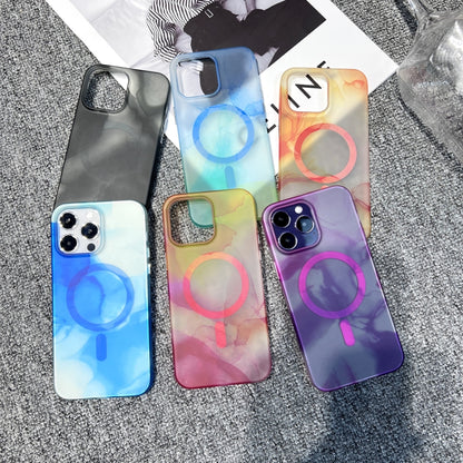 For iPhone 12 Pro Max MagSafe Magnetic Watercolor TPU Phone Case(Dark Blue) - iPhone 12 Pro Max Cases by buy2fix | Online Shopping UK | buy2fix