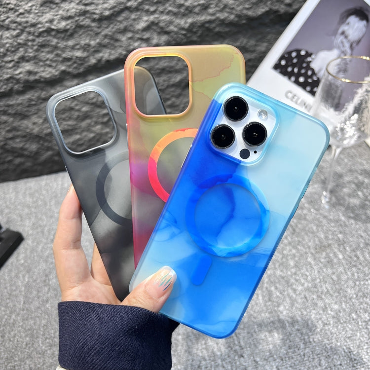 For iPhone 12 Pro Max MagSafe Magnetic Watercolor TPU Phone Case(Dark Blue) - iPhone 12 Pro Max Cases by buy2fix | Online Shopping UK | buy2fix