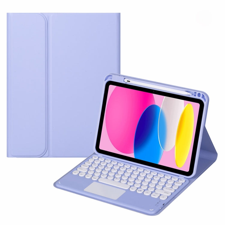 For iPad 10th Gen 10.9 2022 SA-10C Bluetooth Touch Keyboard Leather Tablet Case with Pen Slot(Purple) - Universal by buy2fix | Online Shopping UK | buy2fix