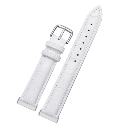For Fitbit Versa 3 / Sense Universal Crocodile Texture Genuine Leather Watch Band(White) - Watch Bands by buy2fix | Online Shopping UK | buy2fix