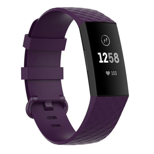 18mm Silver Color Buckle TPU Wrist Strap Watch Band for Fitbit Charge 4 / Charge 3 / Charge 3 SE, Size: S(Dark Purple) - Watch Bands by buy2fix | Online Shopping UK | buy2fix