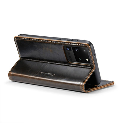 For Samsung Galaxy S20 Ultra CaseMe 003 Crazy Horse Texture Leather Phone Case(Coffee) - Galaxy Phone Cases by CaseMe | Online Shopping UK | buy2fix