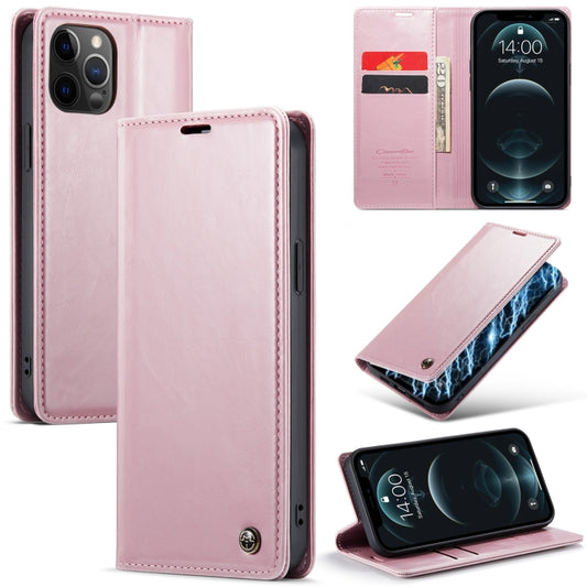 For iPhone 12 Pro Max CaseMe 003 Crazy Horse Texture Leather Phone Case(Rose Gold) - iPhone 12 Pro Max Cases by CaseMe | Online Shopping UK | buy2fix