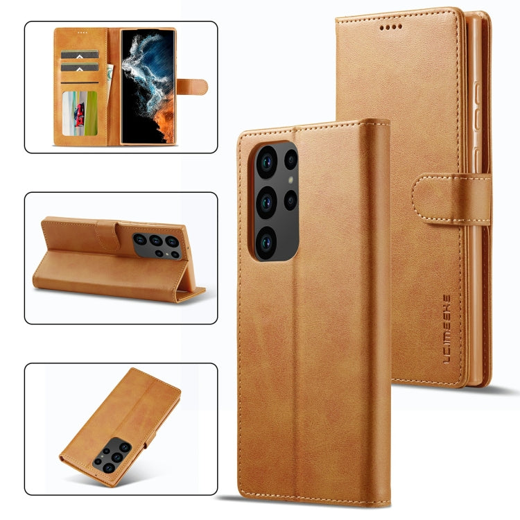 For Samsung Galaxy S23 Ultra 5G LC.IMEEKE Calf Texture Horizontal Flip Leather Phone Case(Brown) - Galaxy S23 Ultra 5G Cases by LC.IMEEKE | Online Shopping UK | buy2fix