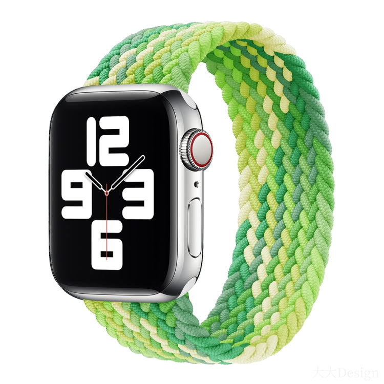 Nylon Single-turn Braided Watch Band For Apple Watch Ultra 49mm / Series 8&7 45mm / SE 2&6&SE&5&4 44mm / 3&2&1 42mm, Length:165mm(Limes) - Watch Bands by buy2fix | Online Shopping UK | buy2fix