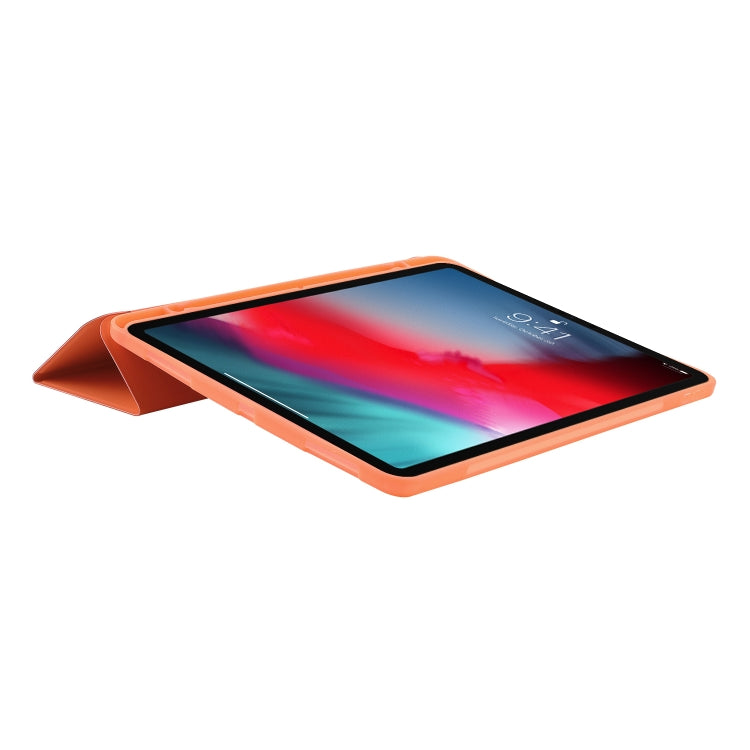 Skin Feel Pen Holder Tri-fold Tablet Leather Case For iPad Air 13 2024 / iPad Pro 12.9 2022 / 2021 / 2020 / 2018(Orange) - iPad Pro 12.9 (2022/2021) Cases by buy2fix | Online Shopping UK | buy2fix