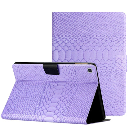 For Samsung Galaxy Tab S6 Lite Solid Color Crocodile Texture Leather Smart Tablet Case(Purple) - Tab S6 Lite P610 / P615 by buy2fix | Online Shopping UK | buy2fix