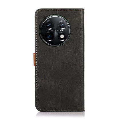 For OnePlus 11 5G KHAZNEH Dual-color Cowhide Texture Flip Leather Phone Case(Black) - OnePlus Cases by buy2fix | Online Shopping UK | buy2fix