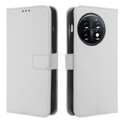 For OnePlus 11 5G Diamond Texture Leather Phone Case(White) - OnePlus Cases by buy2fix | Online Shopping UK | buy2fix