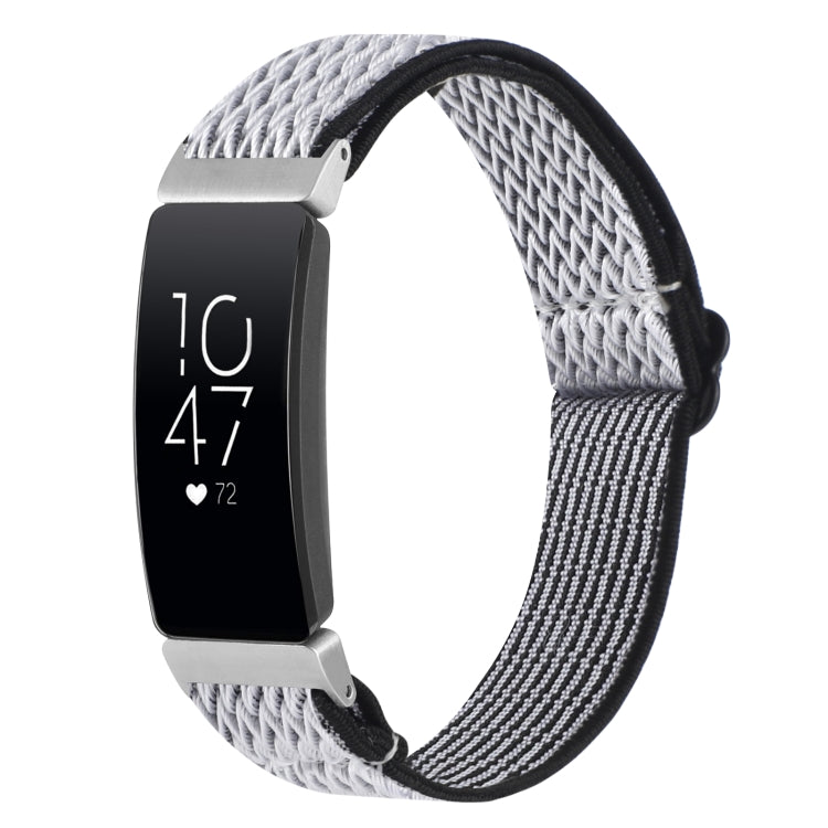 For Fitbit Inspire Buckle Wave Braided Nylon Watch Band(White Black) - Watch Bands by buy2fix | Online Shopping UK | buy2fix