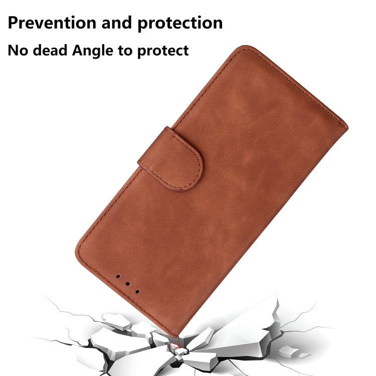 For OnePlus 11 Skin Feel Pure Color Flip Leather Phone Case(Brown) - OnePlus Cases by buy2fix | Online Shopping UK | buy2fix