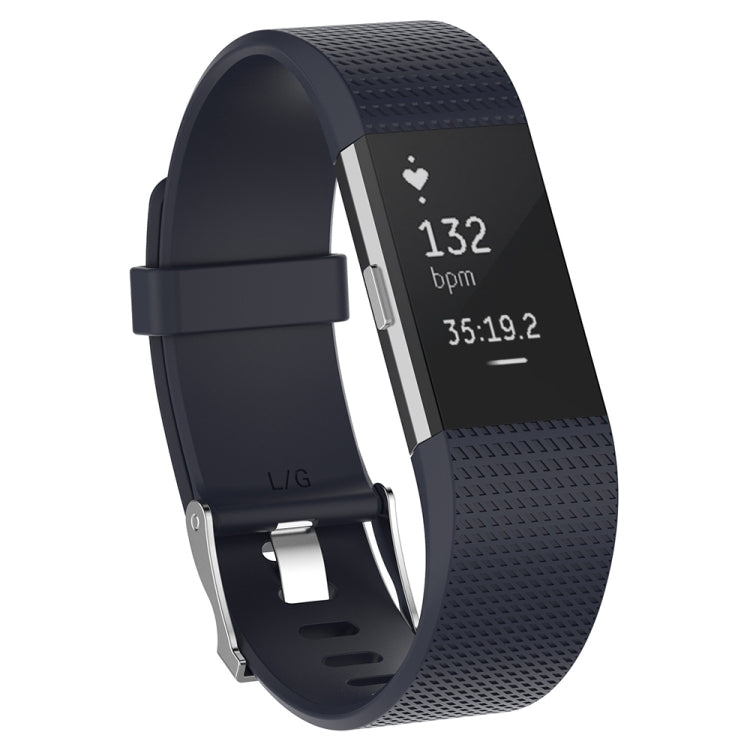 For Fitbit Charge 2 Common Texture Silicone  Watch Band with Buckle, Size:S(White) - Watch Bands by buy2fix | Online Shopping UK | buy2fix
