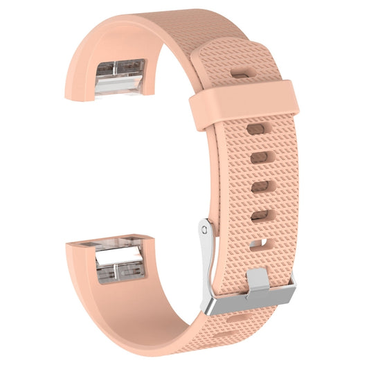 For Fitbit Charge 2 Common Texture Silicone  Watch Band with Buckle, Size:L(Khaki) - Watch Bands by buy2fix | Online Shopping UK | buy2fix