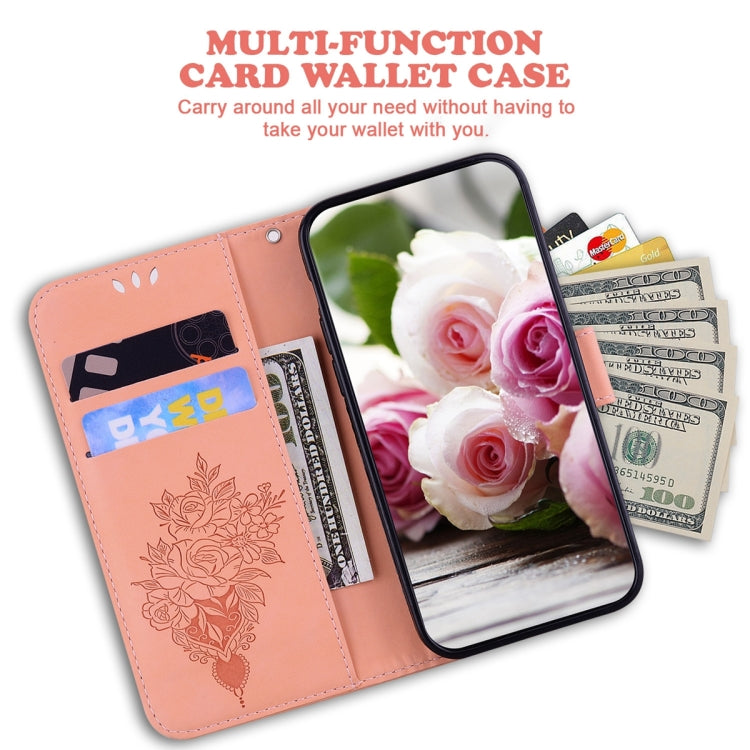 For OnePlus 11 Butterfly Rose Embossed Leather Phone Case(Pink) - OnePlus Cases by buy2fix | Online Shopping UK | buy2fix