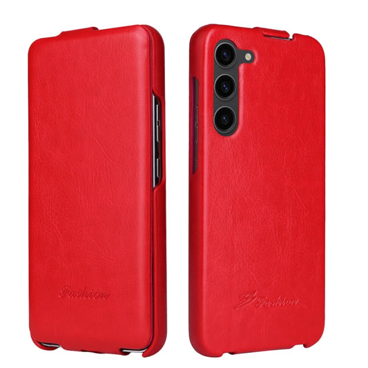 For Samsung Galaxy S23+ 5G Fierre Shann 64 Texture Vertical Flip PU Leather Phone Case(Red) - Galaxy S23+ 5G Cases by FIERRE SHANN | Online Shopping UK | buy2fix