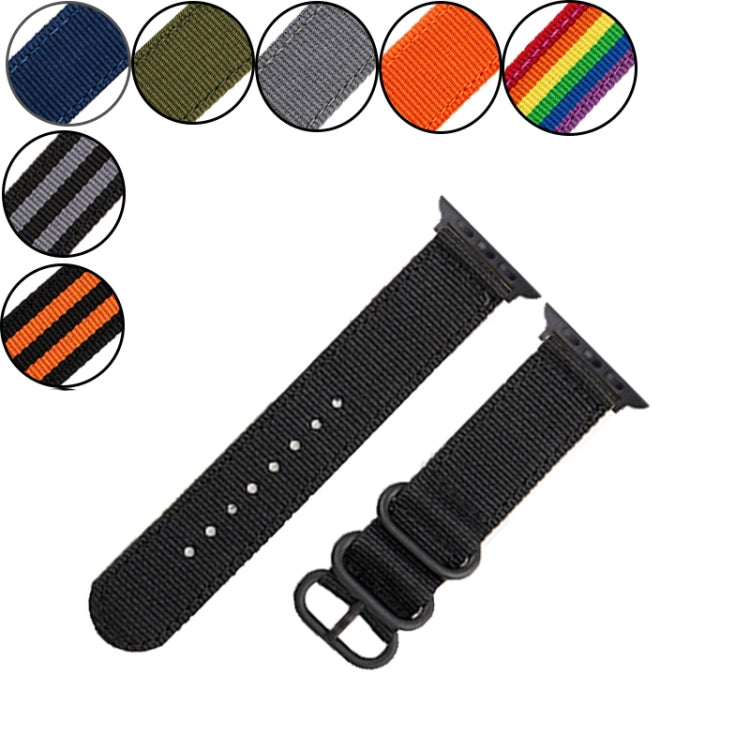 Black Buckle Canvas Watch Band For Apple Watch Ultra 49mm&Watch Ultra 2 49mm / Series 9&8&7 45mm / SE 3&SE 2&6&SE&5&4 44mm / 3&2&1 42mm(Orange) - Watch Bands by buy2fix | Online Shopping UK | buy2fix