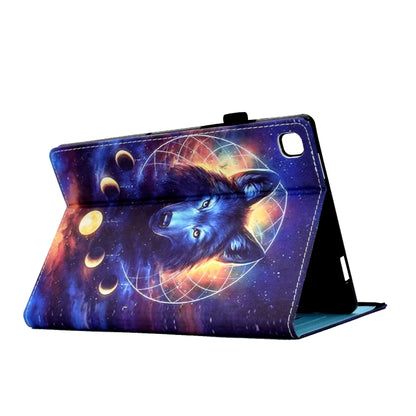 For Samsung Galaxy Tab S5e T720 Colored Drawing Stitching Elastic Band Leather Smart Tablet Case(Space Wolf) - Tab S5E 10.5 T720 / T725 by buy2fix | Online Shopping UK | buy2fix