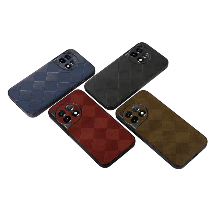 For OnePlus 11 Weave Plaid PU Phone Case(Brown) - OnePlus Cases by buy2fix | Online Shopping UK | buy2fix