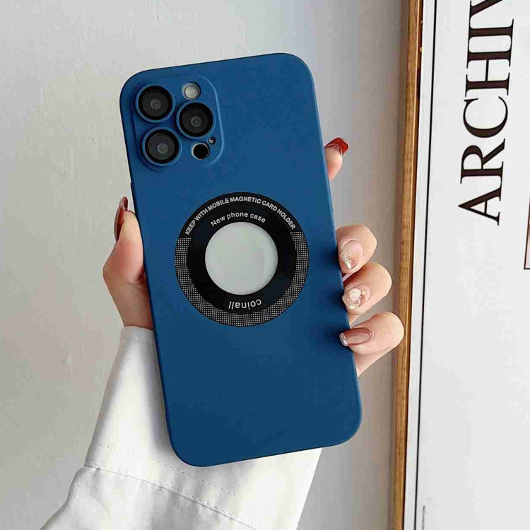 For iPhone 14 Skin Feel CD Texture MagSafe Magnetic Phone Case(Royal Blue) - iPhone 14 Cases by buy2fix | Online Shopping UK | buy2fix