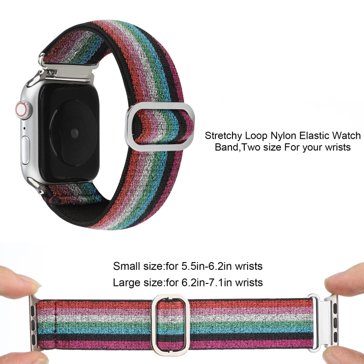 For Apple Watch Ultra 49mm&Watch Ultra 2 49mm / Series 9&8&7 45mm / SE 3&SE 2&6&SE&5&4 44mm / 3&2&1 42mm Buckle Elastic Nylon Watch Band(Blue Purple) - Watch Bands by buy2fix | Online Shopping UK | buy2fix