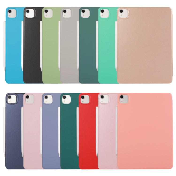 For iPad Air 13 2024 / Pro 12.9 2020 Non-buckle Double-sided Magnetic Flip Leather Tablet Case With Holder & Sleep / Wake-up Function(Light Green) - iPad Pro 12.9 (2020) Cases by buy2fix | Online Shopping UK | buy2fix