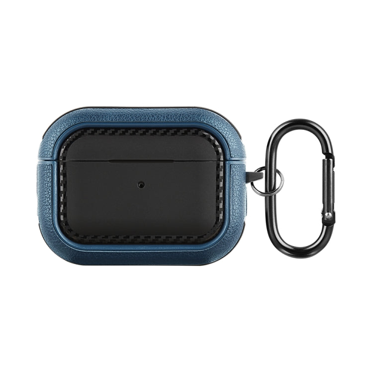 For AirPods Pro Leather Texture Earphone Protective Case(Black Blue) - For AirPods Pro by buy2fix | Online Shopping UK | buy2fix