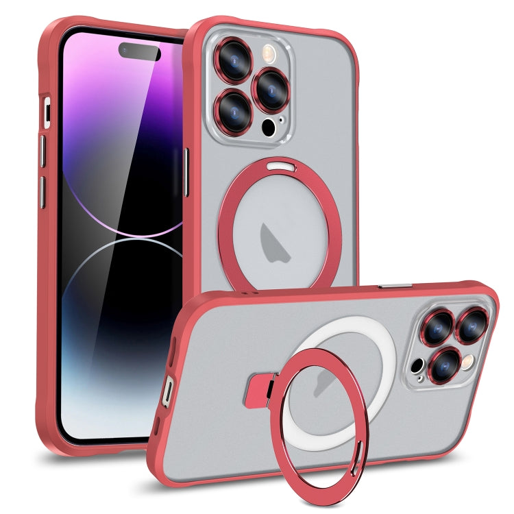 For iPhone 13 Pro Max Metal Eyes Series MagSafe Magnetic Holder Phone Case(Red) - iPhone 13 Pro Max Cases by buy2fix | Online Shopping UK | buy2fix