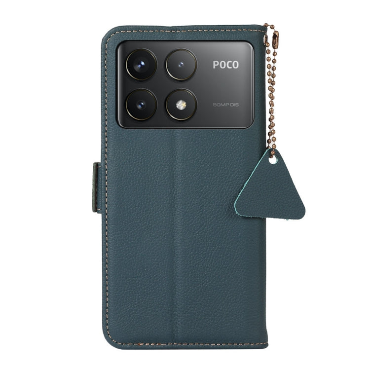 For Xiaomi Redmi K70 Pro Side-Magnetic TJ Genuine Leather RFID Phone Case(Green) - K70 Pro Cases by buy2fix | Online Shopping UK | buy2fix