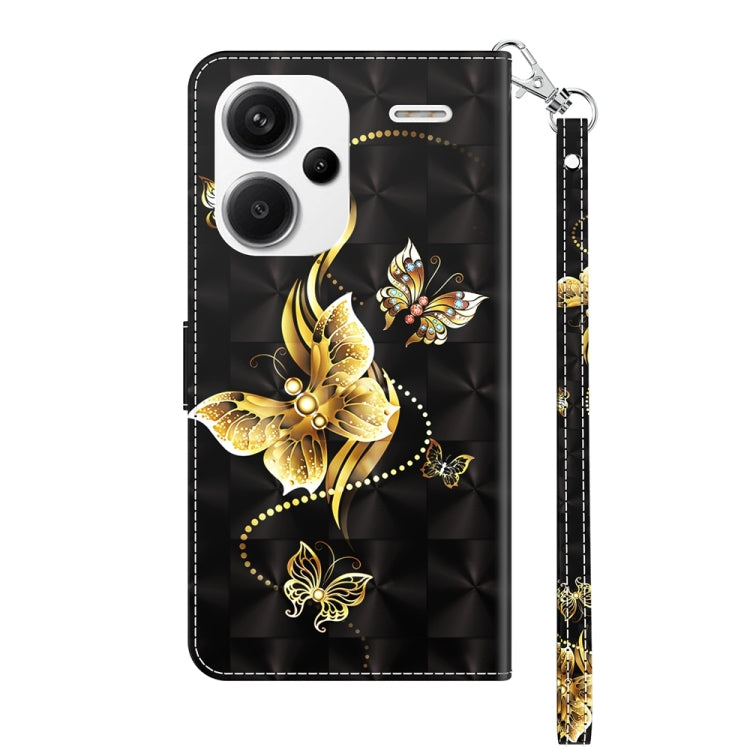 For Xiaomi Redmi Note 13 Pro+ 3D Painted Pattern Leather Phone Case(Golden Butterfly) - Note 13 Pro+ Cases by buy2fix | Online Shopping UK | buy2fix