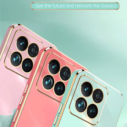 For Xiaomi 14 XINLI Straight Edge 6D Electroplate TPU Phone Case(Pink) - 14 Cases by XINLI | Online Shopping UK | buy2fix