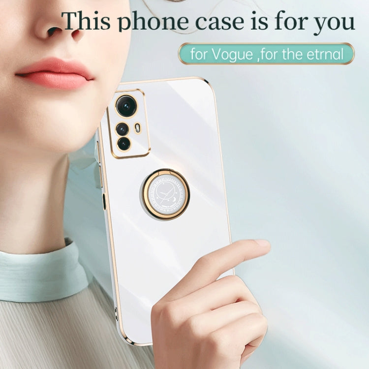 For Xiaomi Redmi Note 12S 4G XINLI Straight Edge 6D Electroplate TPU Phone Case with Ring Holder(Mint Green) - Xiaomi Cases by XINLI | Online Shopping UK | buy2fix