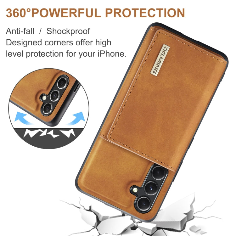 For Samsung Galaxy A35 5G DG.MING M1 Series 3-Fold Multi Card Wallet + Magnetic Phone Case(Brown) - Galaxy Phone Cases by DG.MING | Online Shopping UK | buy2fix