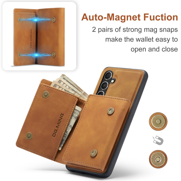 For Samsung Galaxy A55 5G DG.MING M1 Series 3-Fold Multi Card Wallet + Magnetic Phone Case(Brown) - Galaxy Phone Cases by DG.MING | Online Shopping UK | buy2fix