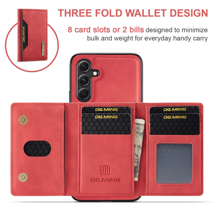 For Samsung Galaxy A35 5G DG.MING M2 Series 3-Fold Multi Card Bag + Magnetic Phone Case(Red) - Galaxy Phone Cases by DG.MING | Online Shopping UK | buy2fix