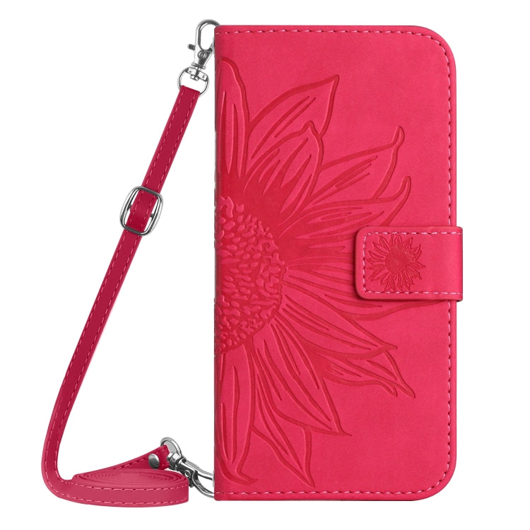 For Xiaomi 14 Skin Feel Sun Flower Embossed Flip Leather Phone Case with Lanyard(Rose Red) - 14 Cases by buy2fix | Online Shopping UK | buy2fix