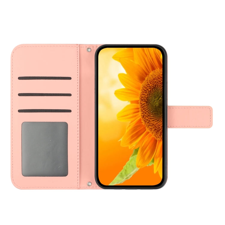 For Xiaomi 14 Skin Feel Sun Flower Embossed Flip Leather Phone Case with Lanyard(Pink) - 14 Cases by buy2fix | Online Shopping UK | buy2fix