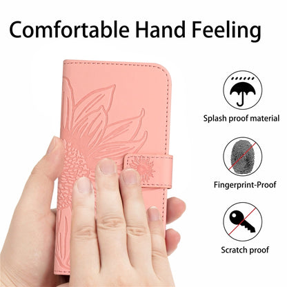 For Xiaomi 14 Skin Feel Sun Flower Embossed Flip Leather Phone Case with Lanyard(Pink) - 14 Cases by buy2fix | Online Shopping UK | buy2fix