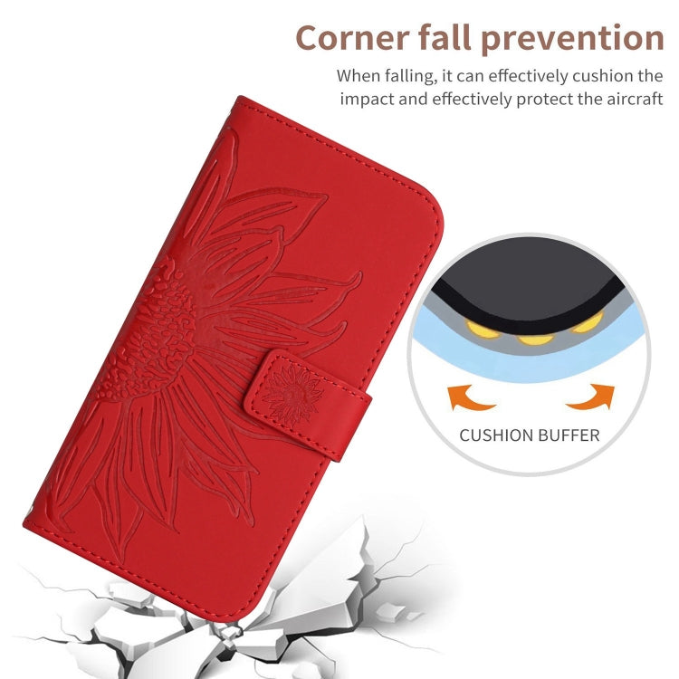 For Xiaomi Redmi A3 Skin Feel Sun Flower Embossed Flip Leather Phone Case with Lanyard(Red) - Xiaomi Cases by buy2fix | Online Shopping UK | buy2fix