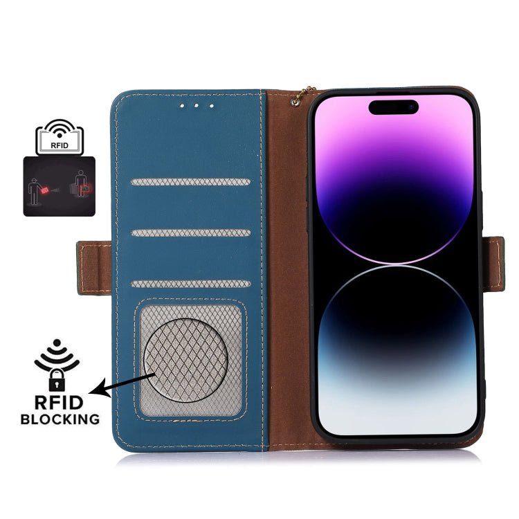 For Xiaomi 14 Pro Genuine Leather Magnetic RFID Leather Phone Case(Blue) - 14 Pro Cases by buy2fix | Online Shopping UK | buy2fix