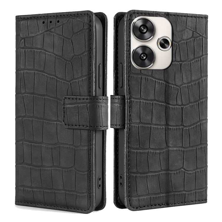 For Xiaomi Redmi Turbo 3 5G Skin Feel Crocodile Magnetic Clasp Leather Phone Case(Black) - 13 Ultra Cases by buy2fix | Online Shopping UK | buy2fix