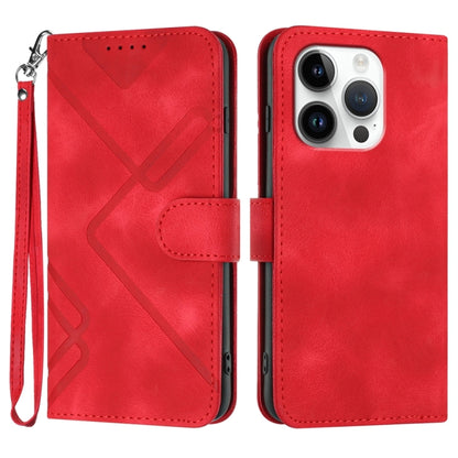 For iPhone 16 Pro Line Pattern Skin Feel Leather Phone Case(Red) - iPhone 16 Pro Cases by buy2fix | Online Shopping UK | buy2fix