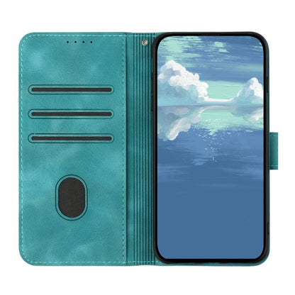 For iPhone 16 Line Pattern Skin Feel Leather Phone Case(Light Blue) - iPhone 16 Cases by buy2fix | Online Shopping UK | buy2fix