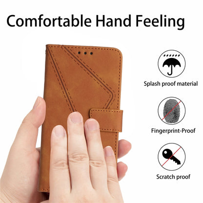 For Motorola Moto G34 5G Stitching Embossed Leather Phone Case(Brown) - Motorola Cases by buy2fix | Online Shopping UK | buy2fix