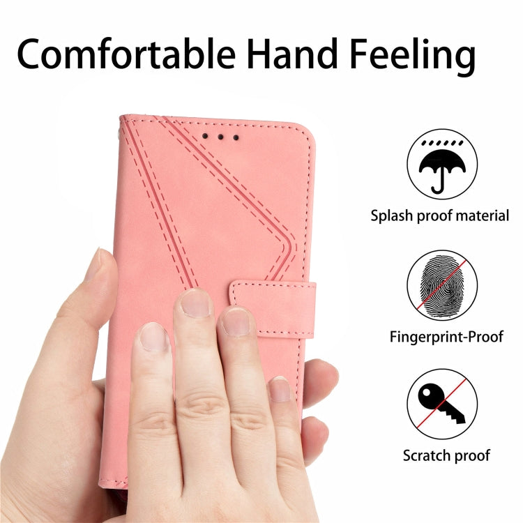 For Motorola Moto G Play 4G 2024 Stitching Embossed Leather Phone Case(Pink) - Motorola Cases by buy2fix | Online Shopping UK | buy2fix