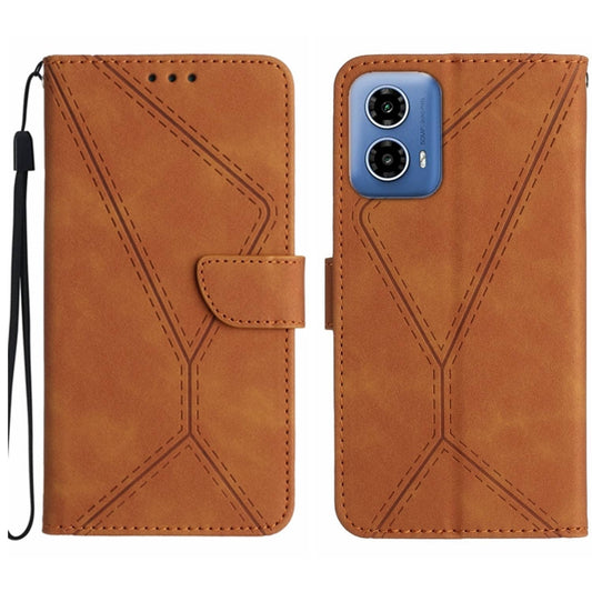 For Motorola Moto G Stylus 5G 2024 Stitching Embossed Leather Phone Case(Brown) - Motorola Cases by buy2fix | Online Shopping UK | buy2fix